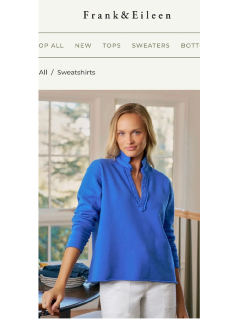 RARE: Frank & Eileen Patrick Popover Henley Triple Fleece Sweatshirt Blue Size S